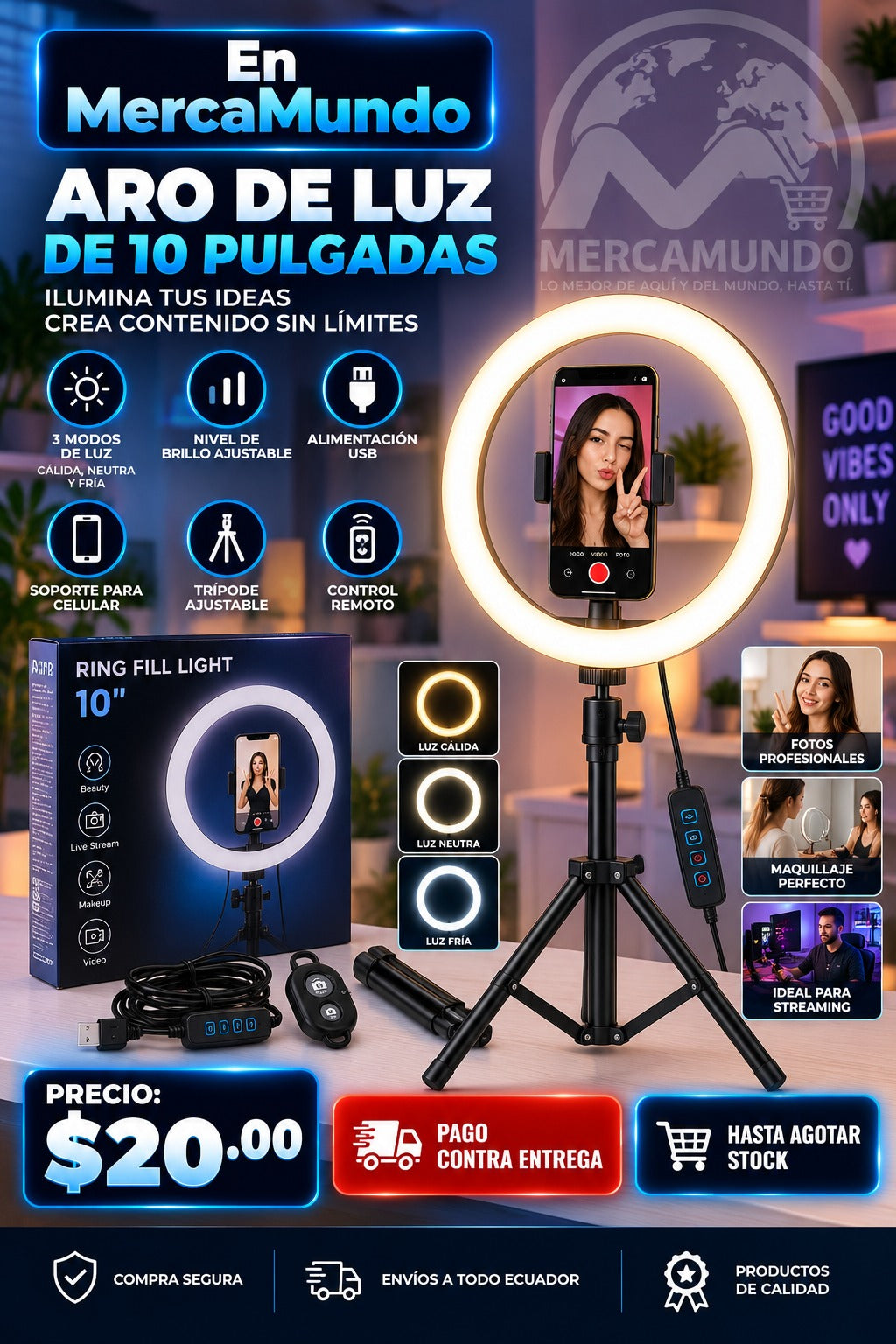 Aro de Luz de 10 Pulgadas
