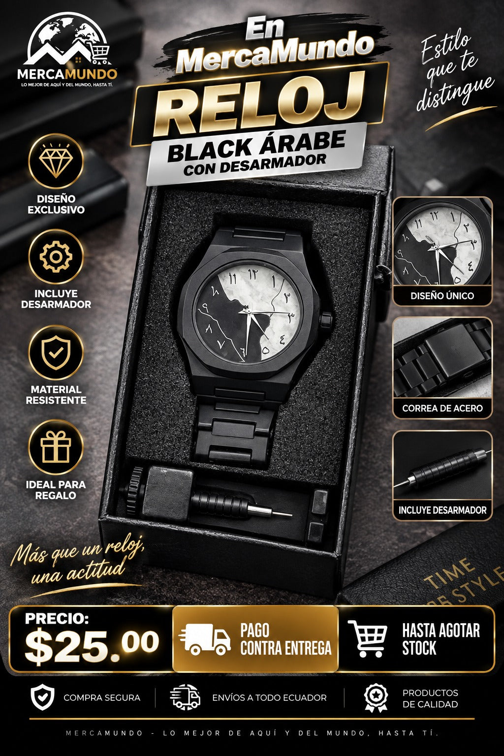 Reloj Black Árabe con Desarmador