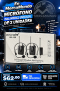 Micrófono Inalámbrico Universal de 2 Unidades