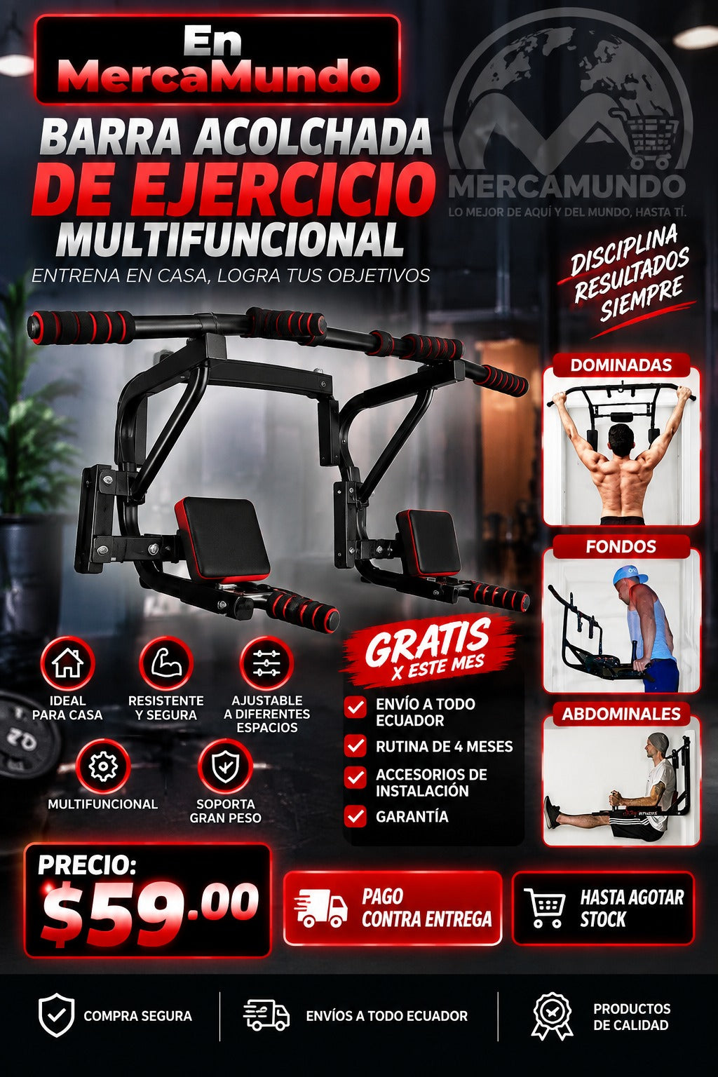 Barra Acolchada de Ejercicio Multifuncional