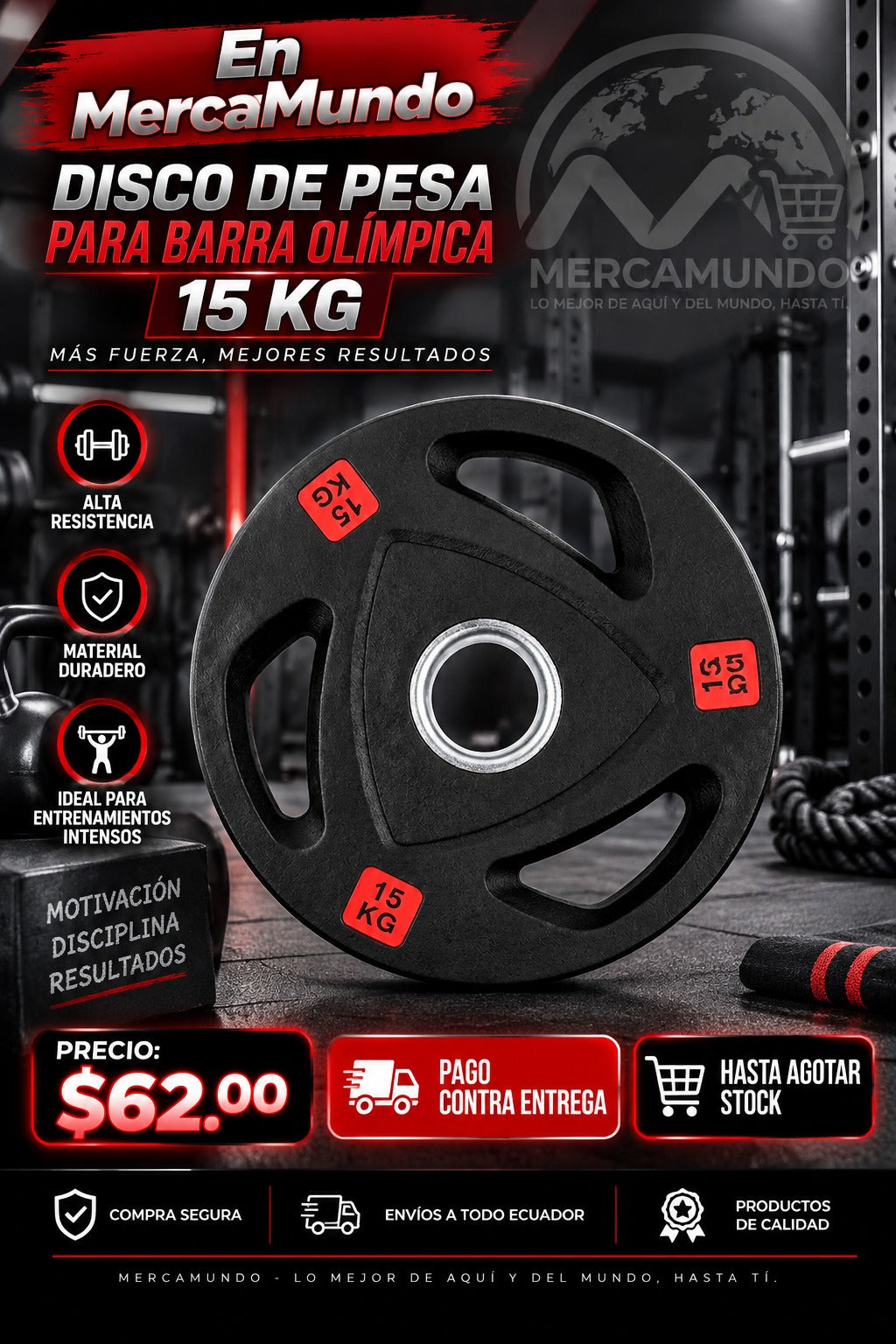 Disco de Pesa para Barra Olímpica 15 kg