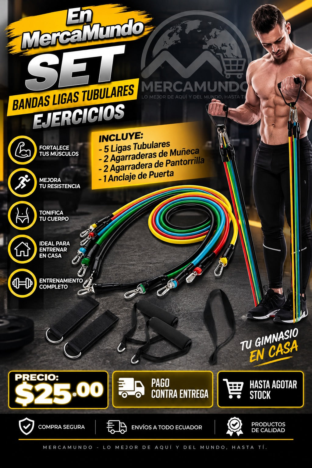 SET BANDAS LIGAS TUBULARES  EJERCICIOS