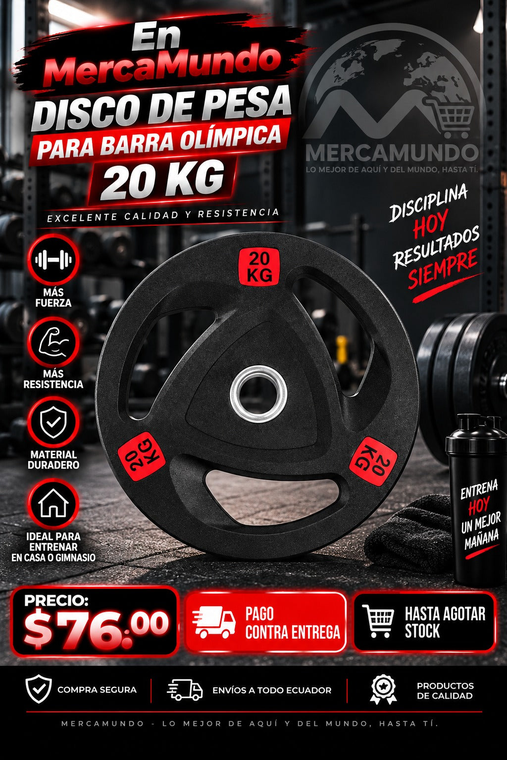 Disco de Pesa para Barra Olímpica 20 kg